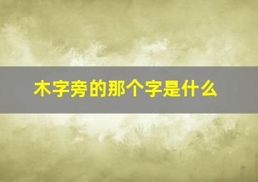 木字旁的那个字是什么