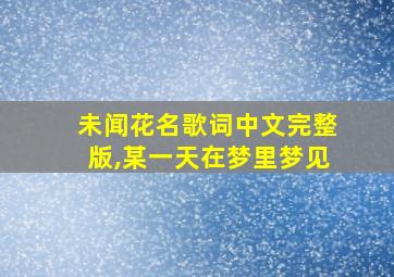 未闻花名歌词中文完整版,某一天在梦里梦见