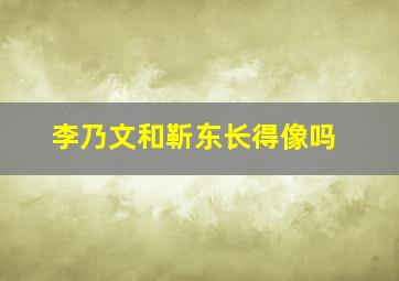 李乃文和靳东长得像吗