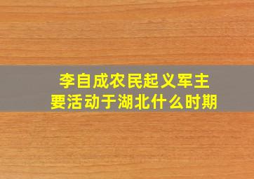 李自成农民起义军主要活动于湖北什么时期