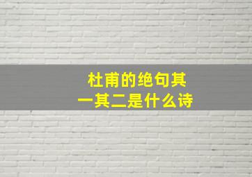 杜甫的绝句其一其二是什么诗