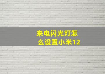 来电闪光灯怎么设置小米12