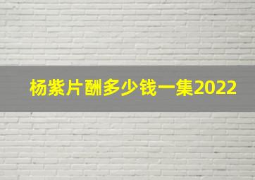 杨紫片酬多少钱一集2022