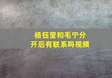 杨钰莹和毛宁分开后有联系吗视频