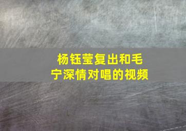 杨钰莹复出和毛宁深情对唱的视频