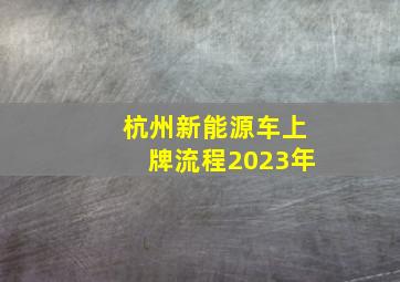 杭州新能源车上牌流程2023年