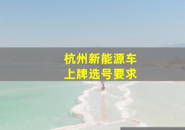 杭州新能源车上牌选号要求