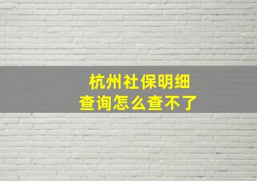 杭州社保明细查询怎么查不了