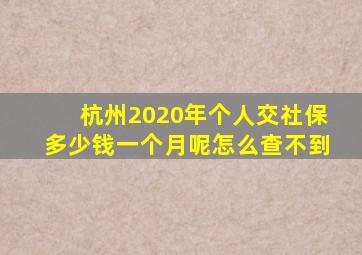 杭州2020年个人交社保多少钱一个月呢怎么查不到