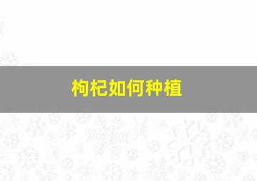 枸杞如何种植