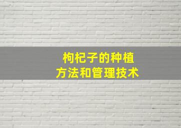 枸杞子的种植方法和管理技术