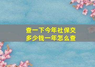 查一下今年社保交多少钱一年怎么查