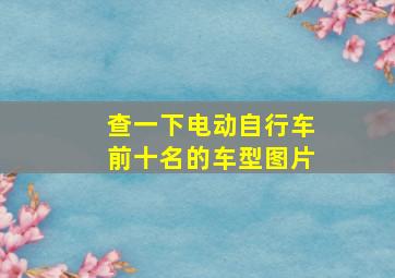 查一下电动自行车前十名的车型图片