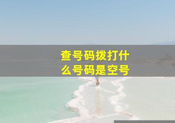 查号码拨打什么号码是空号