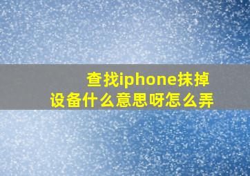 查找iphone抹掉设备什么意思呀怎么弄