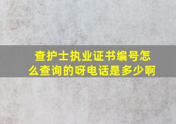 查护士执业证书编号怎么查询的呀电话是多少啊