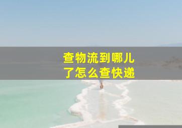 查物流到哪儿了怎么查快递