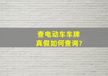 查电动车车牌真假如何查询?