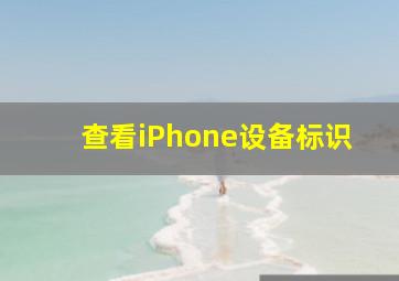 查看iPhone设备标识