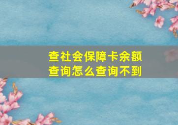 查社会保障卡余额查询怎么查询不到