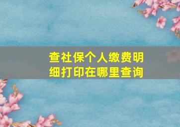 查社保个人缴费明细打印在哪里查询