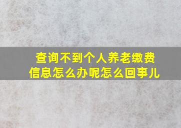 查询不到个人养老缴费信息怎么办呢怎么回事儿