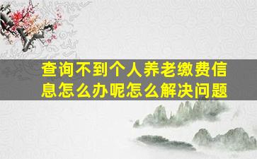 查询不到个人养老缴费信息怎么办呢怎么解决问题