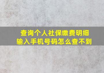 查询个人社保缴费明细输入手机号码怎么查不到