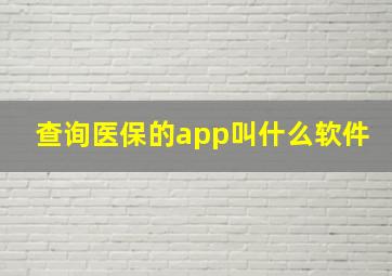 查询医保的app叫什么软件