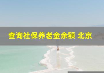 查询社保养老金余额 北京