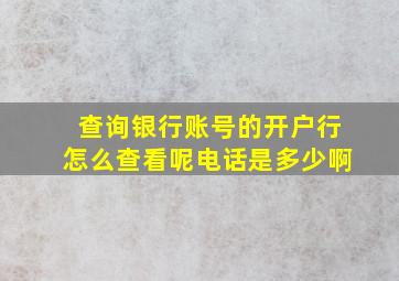 查询银行账号的开户行怎么查看呢电话是多少啊