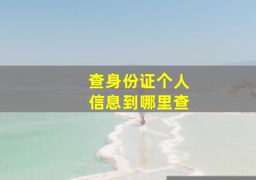 查身份证个人信息到哪里查