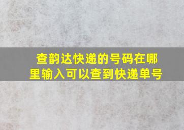 查韵达快递的号码在哪里输入可以查到快递单号