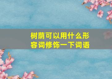 树荫可以用什么形容词修饰一下词语