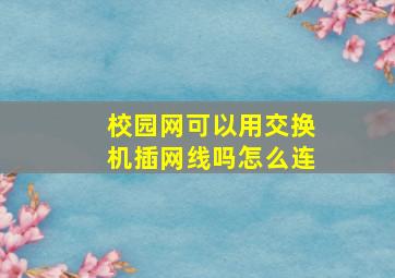 校园网可以用交换机插网线吗怎么连