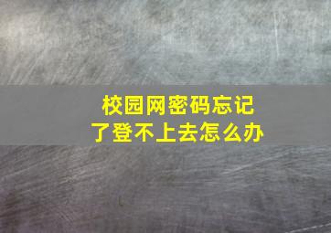 校园网密码忘记了登不上去怎么办