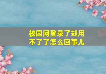 校园网登录了却用不了了怎么回事儿