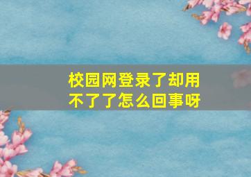 校园网登录了却用不了了怎么回事呀