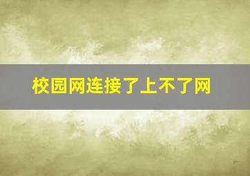 校园网连接了上不了网