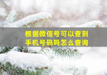 根据微信号可以查到手机号码吗怎么查询