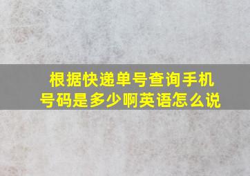 根据快递单号查询手机号码是多少啊英语怎么说