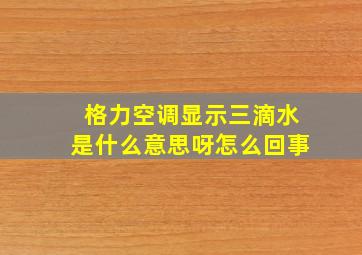 格力空调显示三滴水是什么意思呀怎么回事