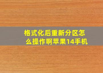 格式化后重新分区怎么操作啊苹果14手机