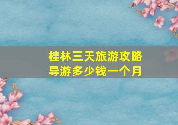 桂林三天旅游攻略导游多少钱一个月