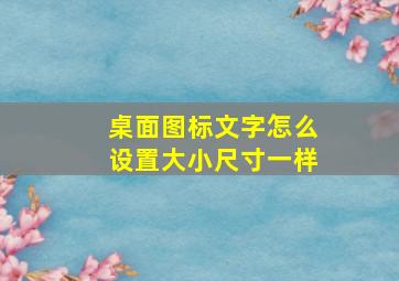 桌面图标文字怎么设置大小尺寸一样