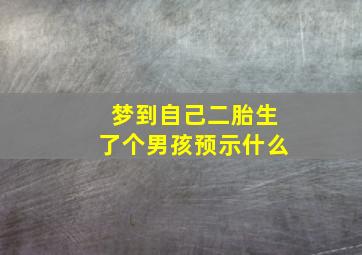 梦到自己二胎生了个男孩预示什么