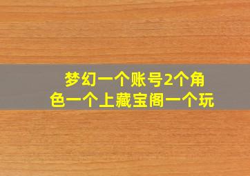 梦幻一个账号2个角色一个上藏宝阁一个玩