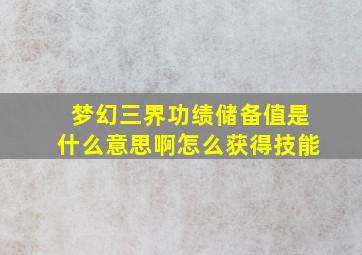 梦幻三界功绩储备值是什么意思啊怎么获得技能