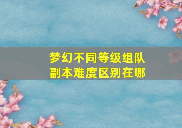 梦幻不同等级组队副本难度区别在哪