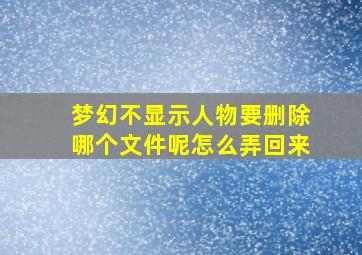 梦幻不显示人物要删除哪个文件呢怎么弄回来